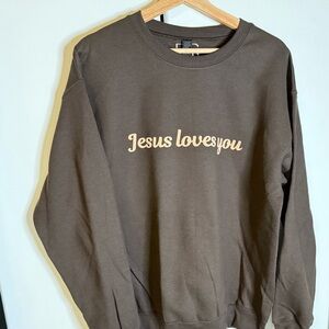Brown 'Jesus Loves You' Sweater